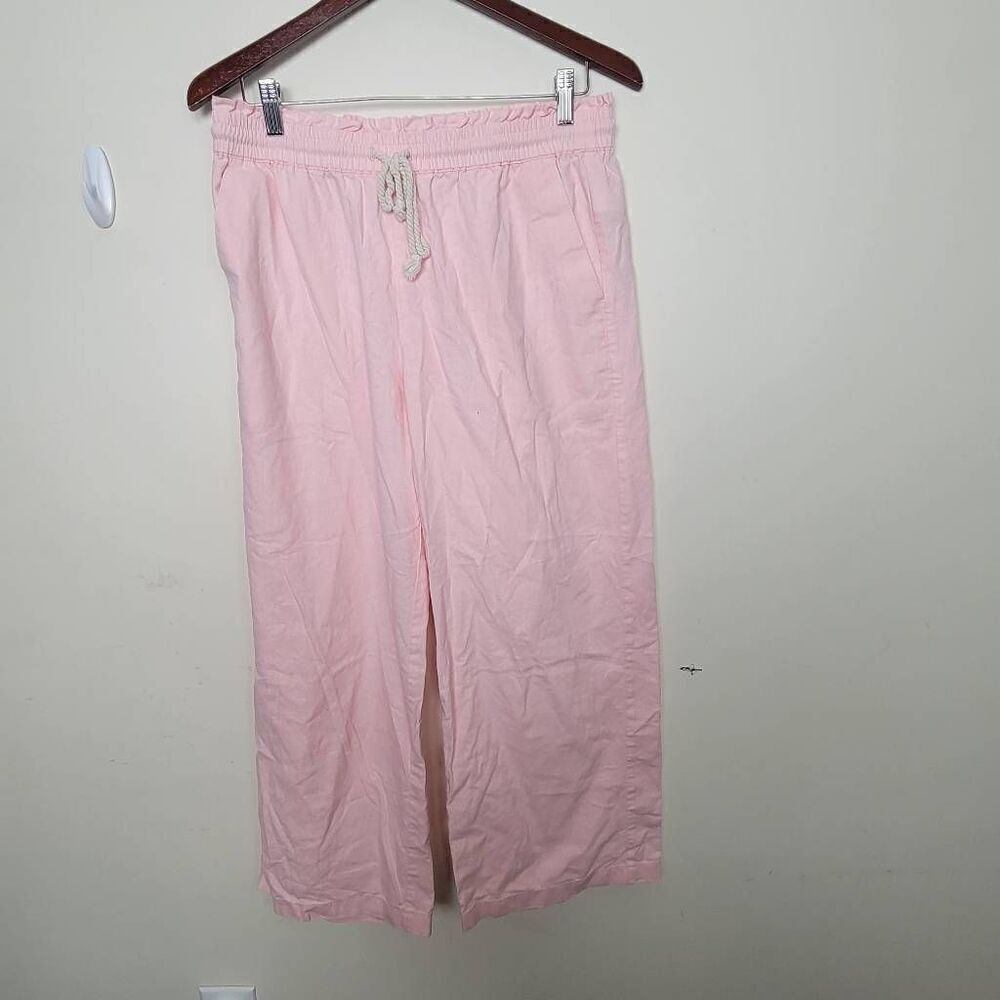 J Crew Linen-cotton blend wide-leg paper-bag pant Pink Size Medium